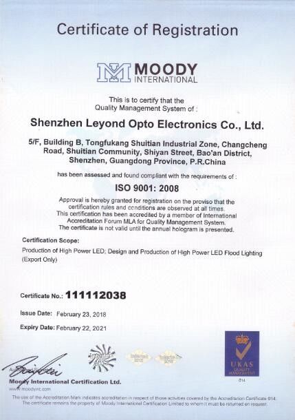 China Shenzhen Leyond Lighting Co.,Ltd. Zertifizierungen